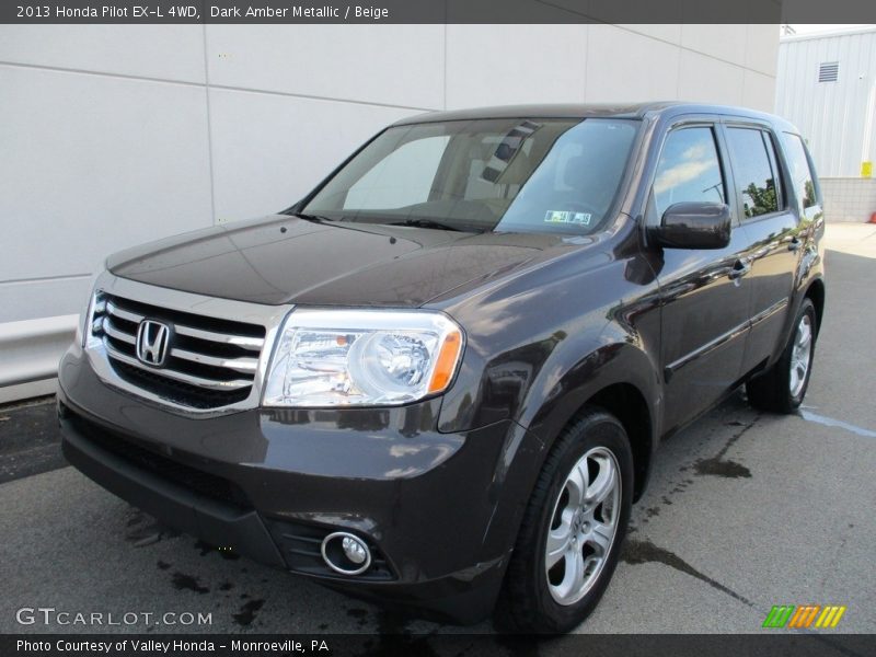 Dark Amber Metallic / Beige 2013 Honda Pilot EX-L 4WD