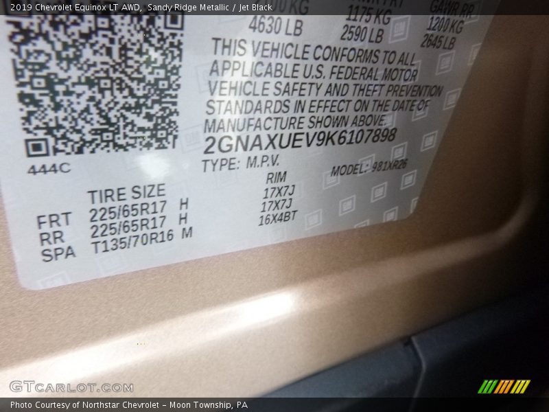 Sandy Ridge Metallic / Jet Black 2019 Chevrolet Equinox LT AWD