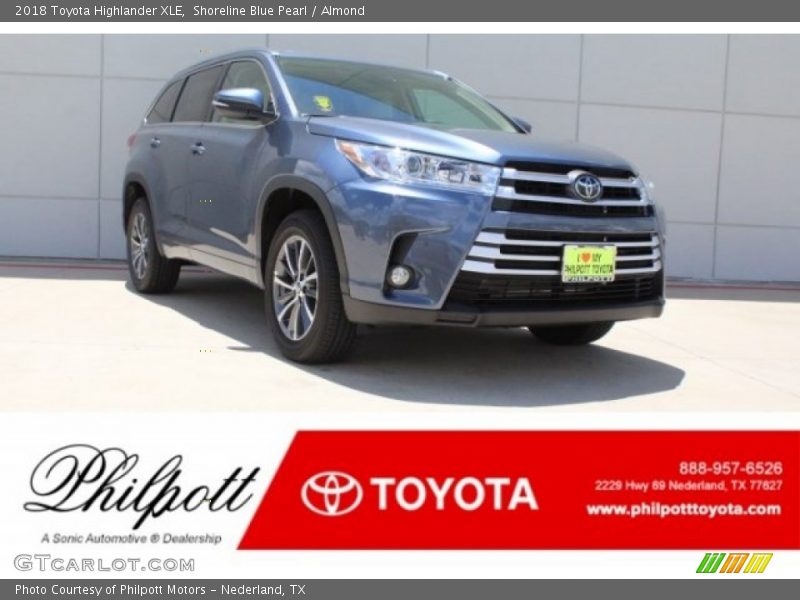 Shoreline Blue Pearl / Almond 2018 Toyota Highlander XLE