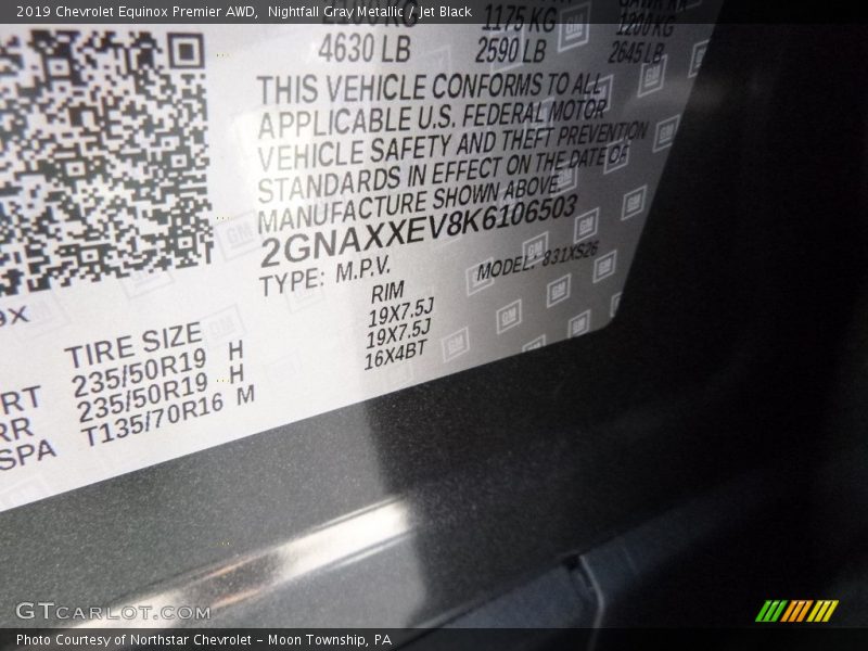Nightfall Gray Metallic / Jet Black 2019 Chevrolet Equinox Premier AWD
