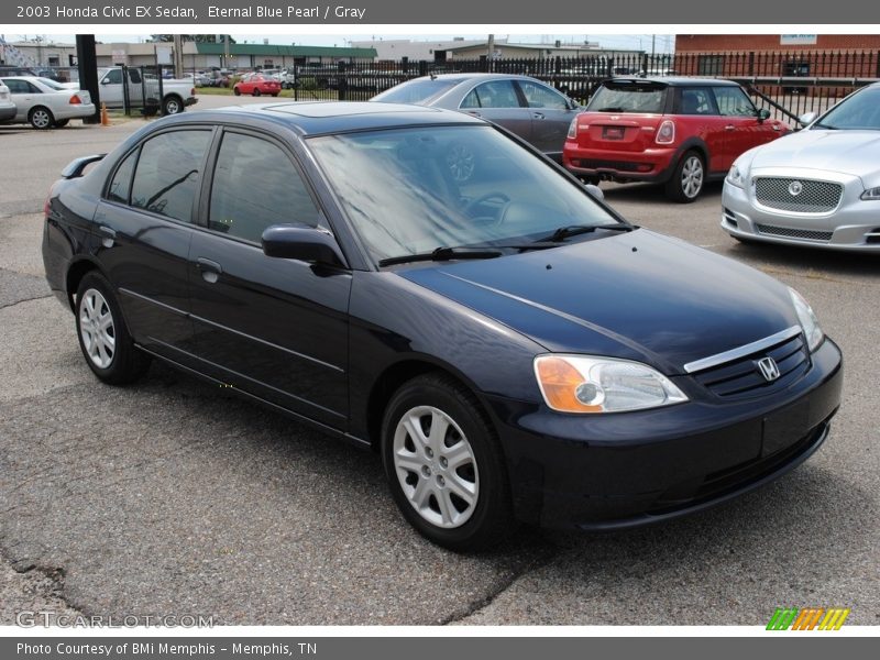 Eternal Blue Pearl / Gray 2003 Honda Civic EX Sedan