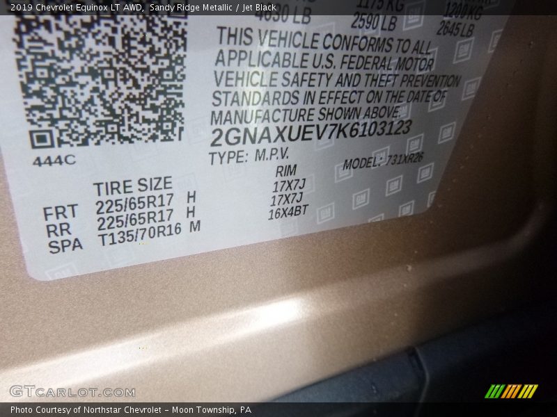 Sandy Ridge Metallic / Jet Black 2019 Chevrolet Equinox LT AWD