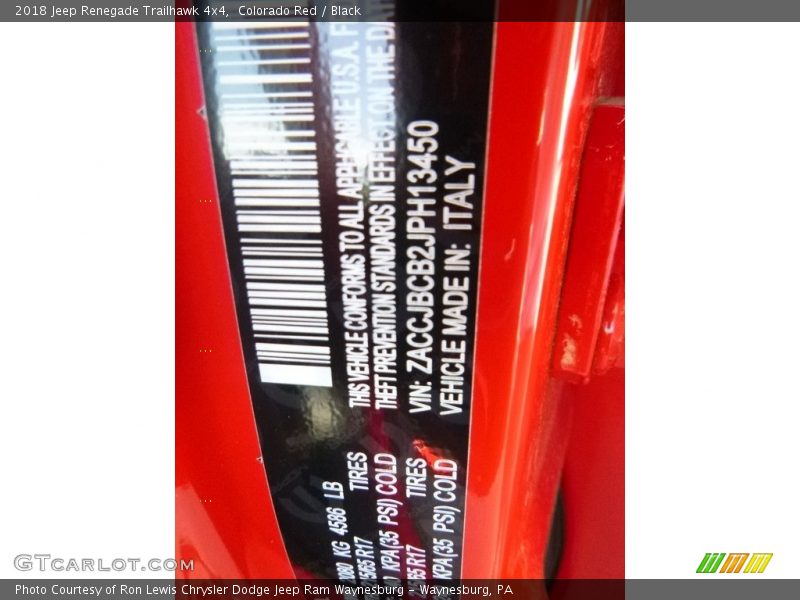 Colorado Red / Black 2018 Jeep Renegade Trailhawk 4x4
