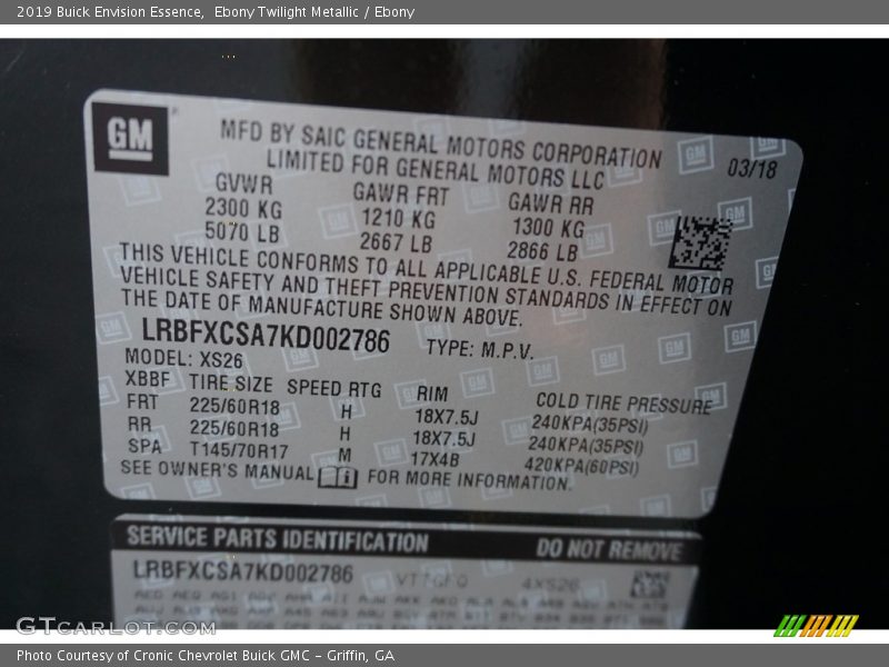 Ebony Twilight Metallic / Ebony 2019 Buick Envision Essence