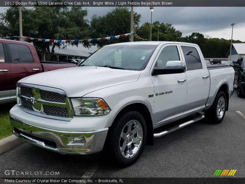 Bright White / Light Pebble Beige/Bark Brown 2012 Dodge Ram 1500 Laramie Crew Cab 4x4