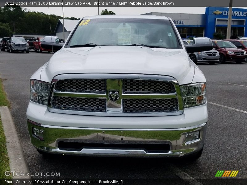Bright White / Light Pebble Beige/Bark Brown 2012 Dodge Ram 1500 Laramie Crew Cab 4x4