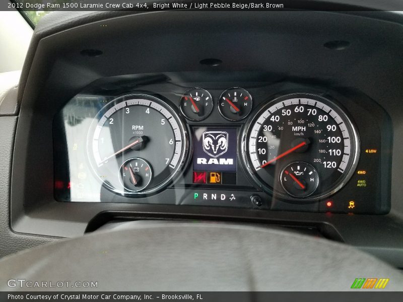 Bright White / Light Pebble Beige/Bark Brown 2012 Dodge Ram 1500 Laramie Crew Cab 4x4