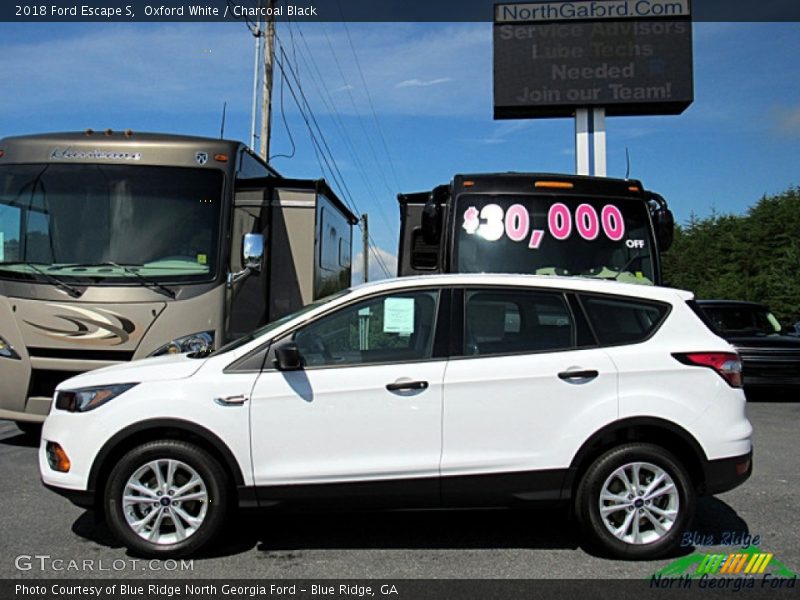 Oxford White / Charcoal Black 2018 Ford Escape S