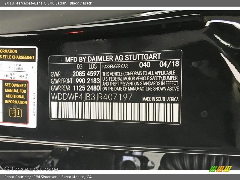 Black / Black 2018 Mercedes-Benz C 300 Sedan