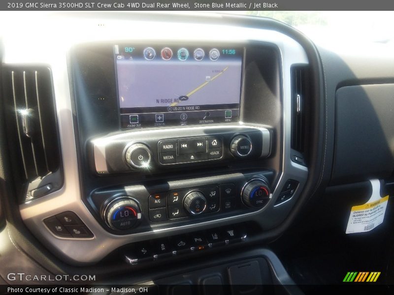 Stone Blue Metallic / Jet Black 2019 GMC Sierra 3500HD SLT Crew Cab 4WD Dual Rear Wheel