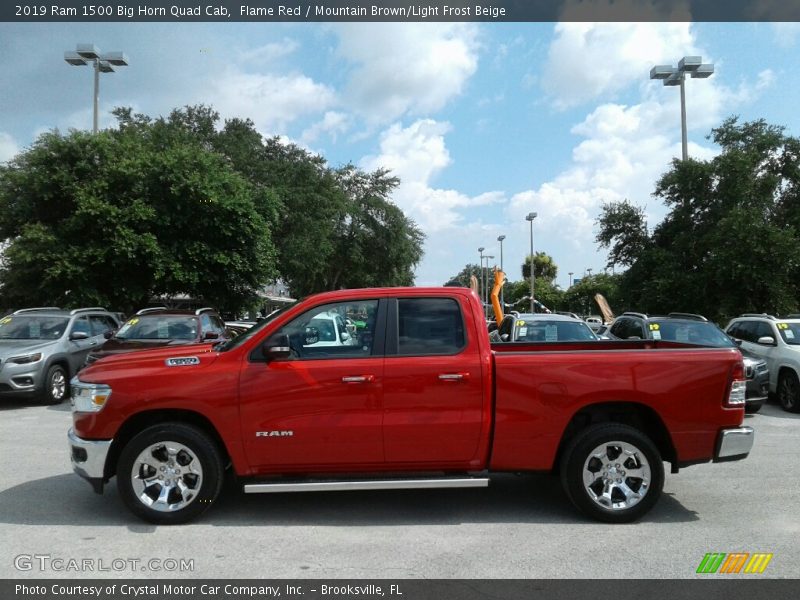 Flame Red / Mountain Brown/Light Frost Beige 2019 Ram 1500 Big Horn Quad Cab