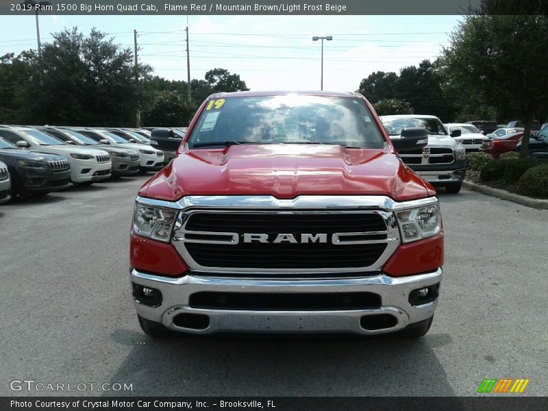 Flame Red / Mountain Brown/Light Frost Beige 2019 Ram 1500 Big Horn Quad Cab