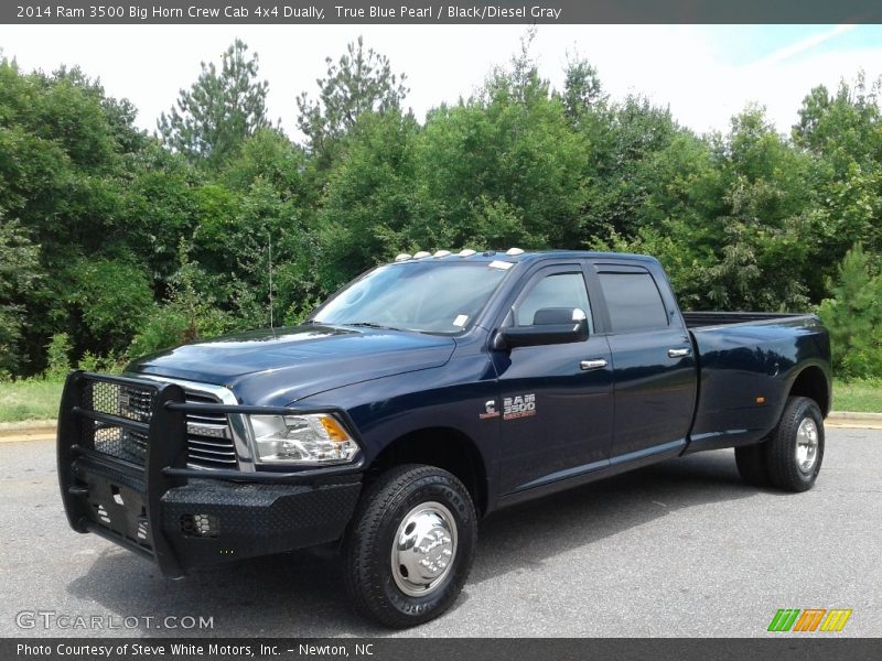 True Blue Pearl / Black/Diesel Gray 2014 Ram 3500 Big Horn Crew Cab 4x4 Dually