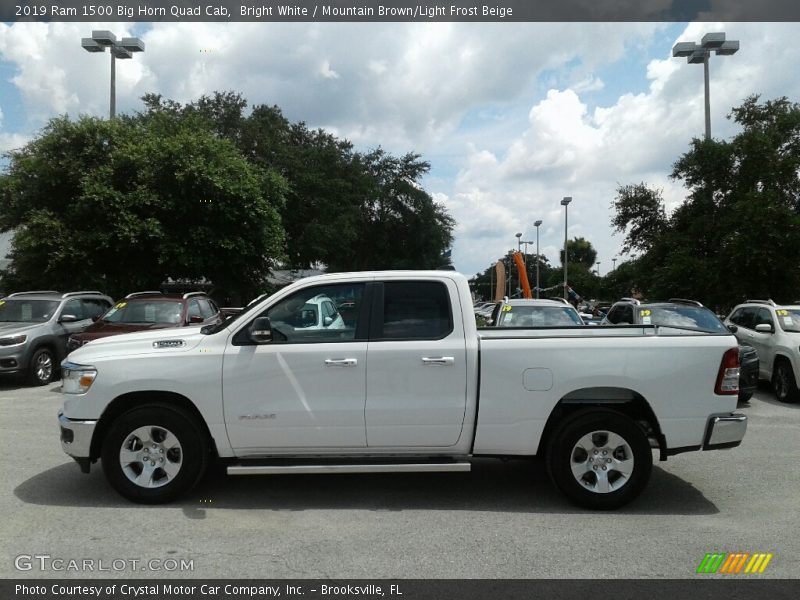 Bright White / Mountain Brown/Light Frost Beige 2019 Ram 1500 Big Horn Quad Cab