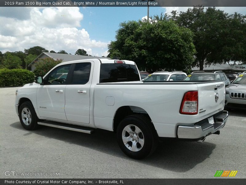 Bright White / Mountain Brown/Light Frost Beige 2019 Ram 1500 Big Horn Quad Cab