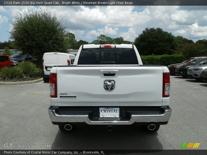 Bright White / Mountain Brown/Light Frost Beige 2019 Ram 1500 Big Horn Quad Cab