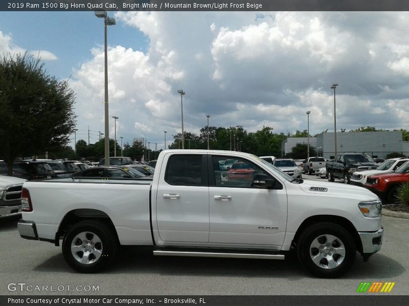 Bright White / Mountain Brown/Light Frost Beige 2019 Ram 1500 Big Horn Quad Cab