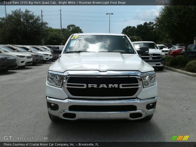 Bright White / Mountain Brown/Light Frost Beige 2019 Ram 1500 Big Horn Quad Cab
