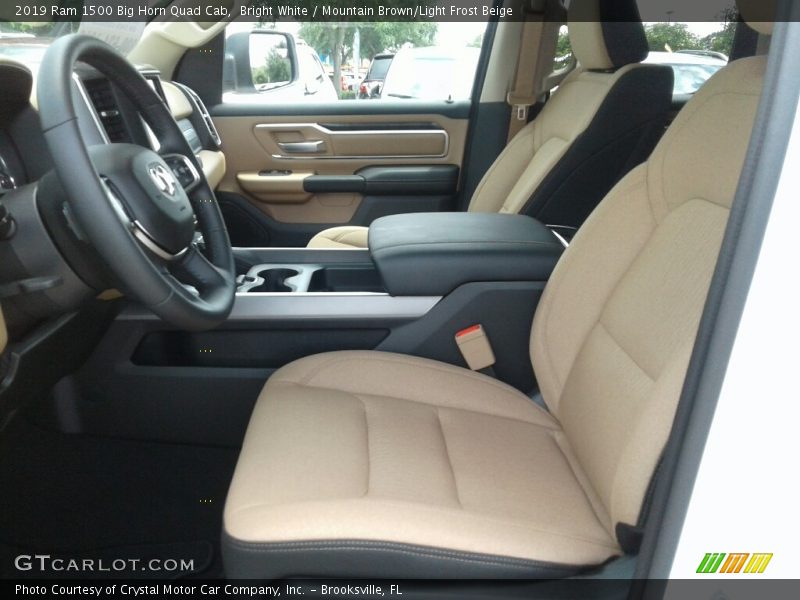 Bright White / Mountain Brown/Light Frost Beige 2019 Ram 1500 Big Horn Quad Cab