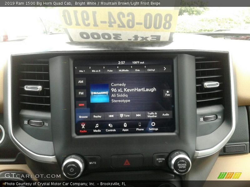 Bright White / Mountain Brown/Light Frost Beige 2019 Ram 1500 Big Horn Quad Cab