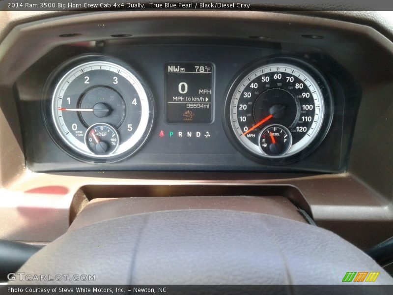 True Blue Pearl / Black/Diesel Gray 2014 Ram 3500 Big Horn Crew Cab 4x4 Dually