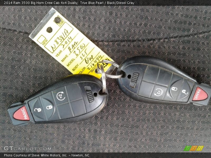 True Blue Pearl / Black/Diesel Gray 2014 Ram 3500 Big Horn Crew Cab 4x4 Dually