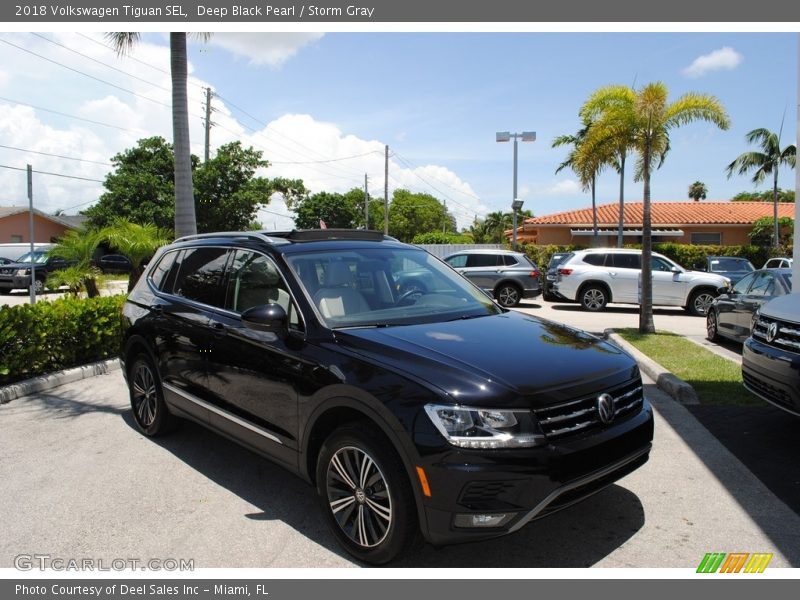 Deep Black Pearl / Storm Gray 2018 Volkswagen Tiguan SEL