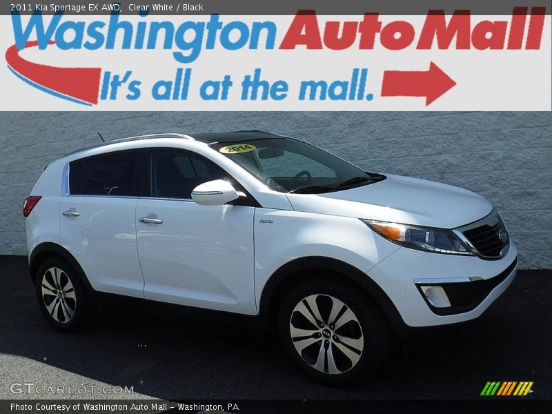 Clear White / Black 2011 Kia Sportage EX AWD