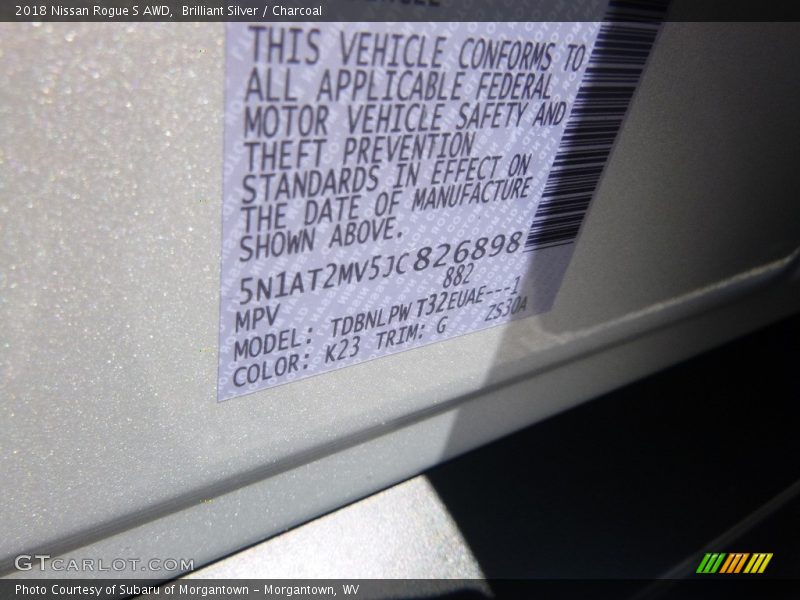 Brilliant Silver / Charcoal 2018 Nissan Rogue S AWD