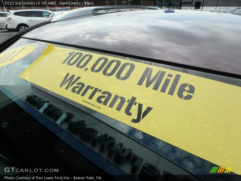 Dark Cherry / Black 2012 Kia Sorento LX V6 AWD