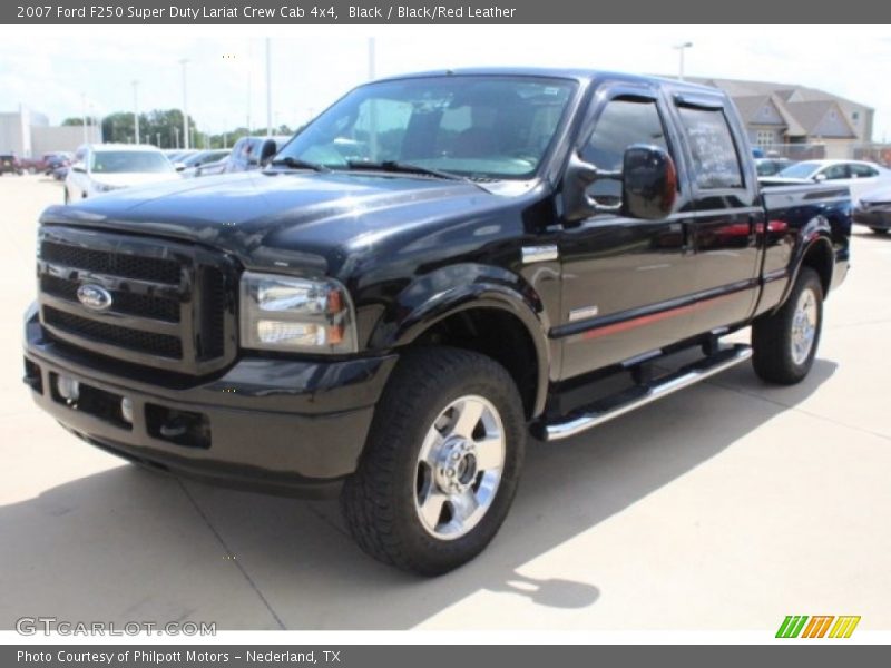 Black / Black/Red Leather 2007 Ford F250 Super Duty Lariat Crew Cab 4x4