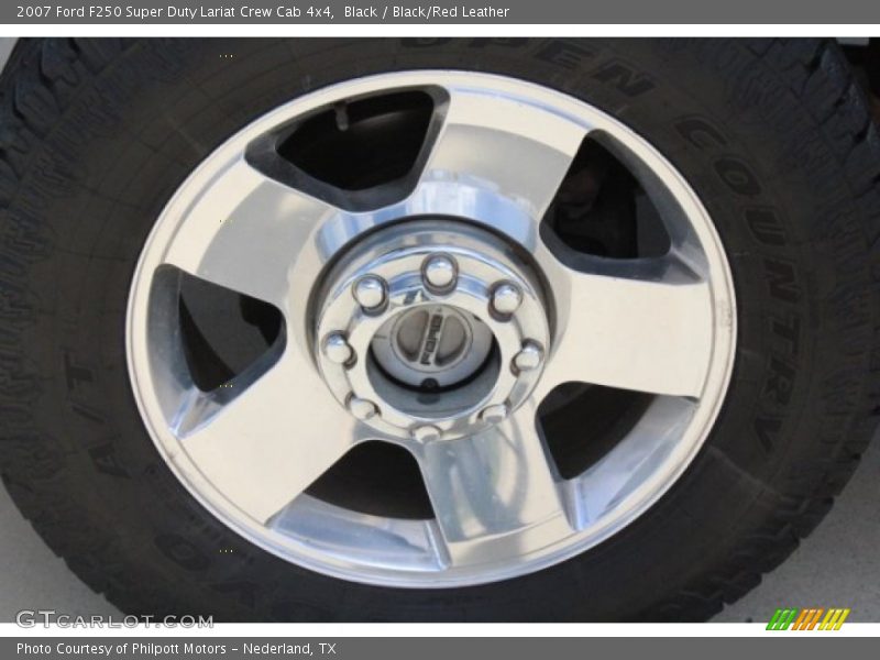 Black / Black/Red Leather 2007 Ford F250 Super Duty Lariat Crew Cab 4x4