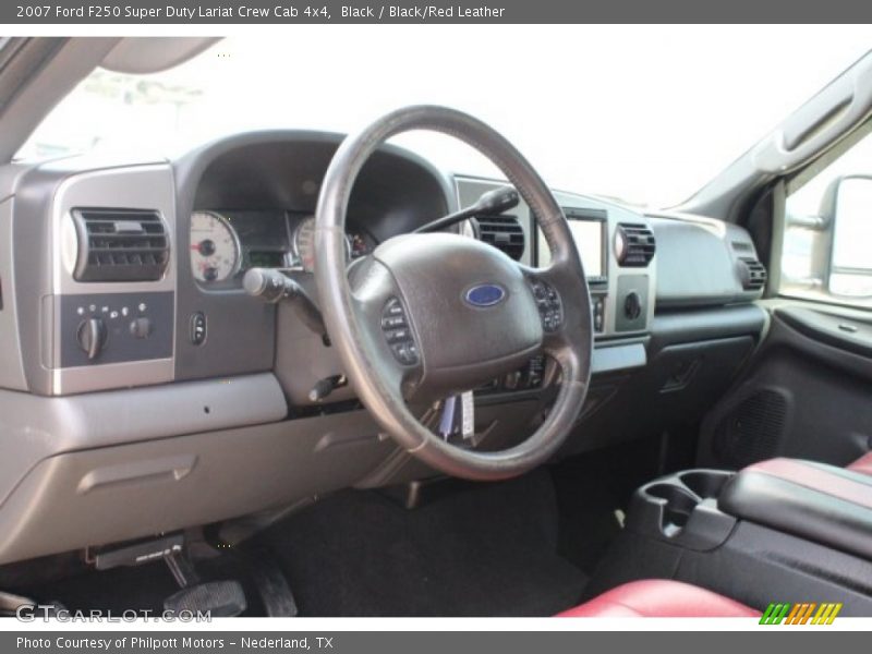 Black / Black/Red Leather 2007 Ford F250 Super Duty Lariat Crew Cab 4x4