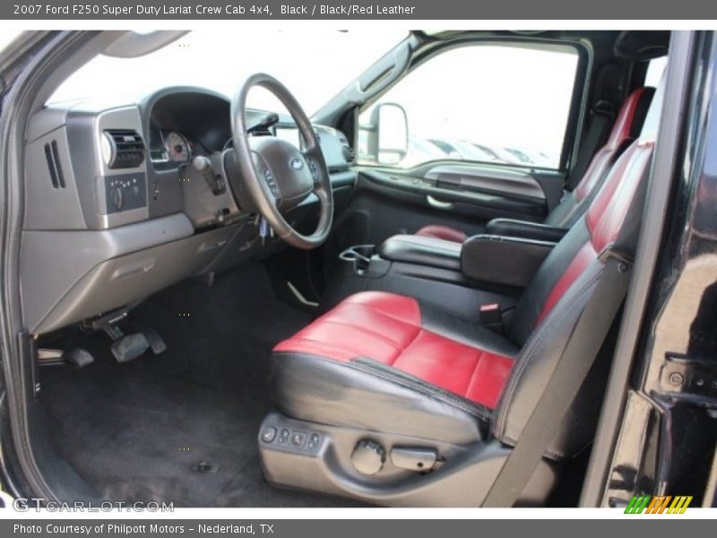 Black / Black/Red Leather 2007 Ford F250 Super Duty Lariat Crew Cab 4x4