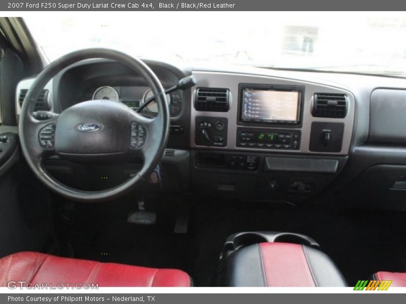 Black / Black/Red Leather 2007 Ford F250 Super Duty Lariat Crew Cab 4x4