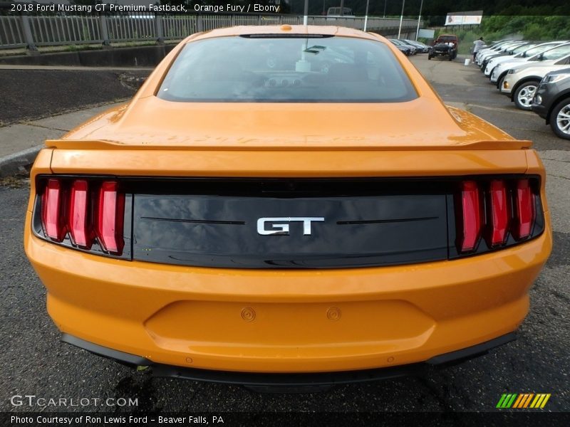 Orange Fury / Ebony 2018 Ford Mustang GT Premium Fastback