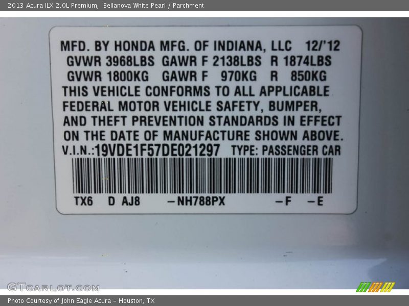 Bellanova White Pearl / Parchment 2013 Acura ILX 2.0L Premium