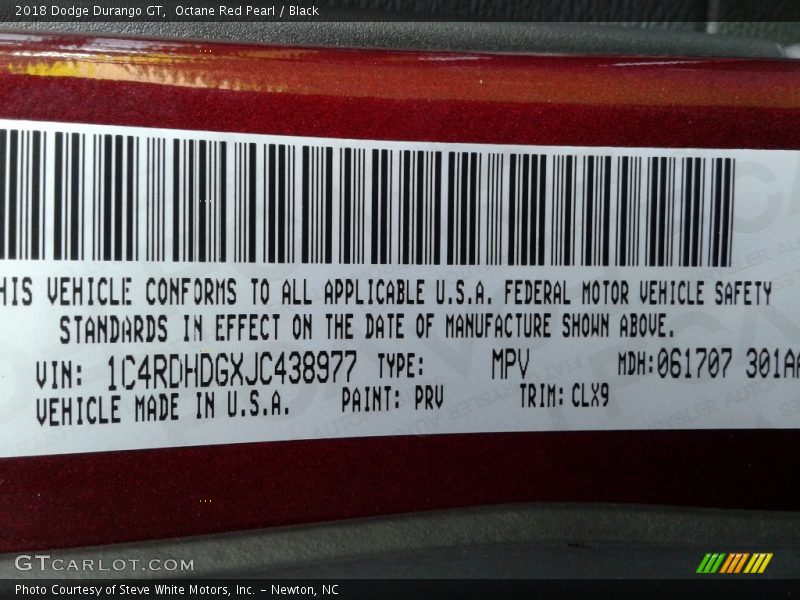 Octane Red Pearl / Black 2018 Dodge Durango GT