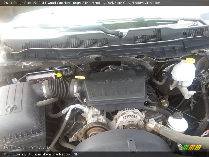 Bright Silver Metallic / Dark Slate Gray/Medium Graystone 2011 Dodge Ram 1500 SLT Quad Cab 4x4