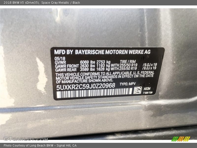 Space Gray Metallic / Black 2018 BMW X5 sDrive35i