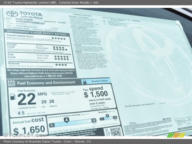 Celestial Silver Metallic / Ash 2018 Toyota Highlander Limited AWD
