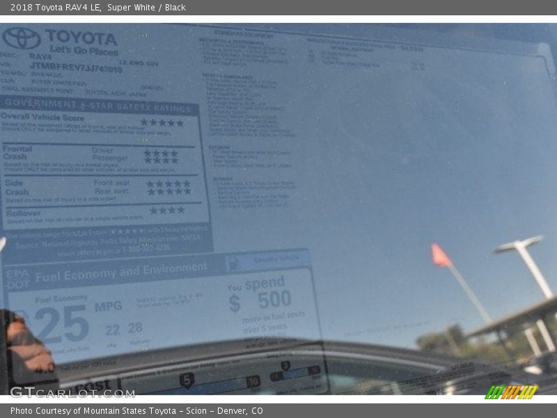 Super White / Black 2018 Toyota RAV4 LE