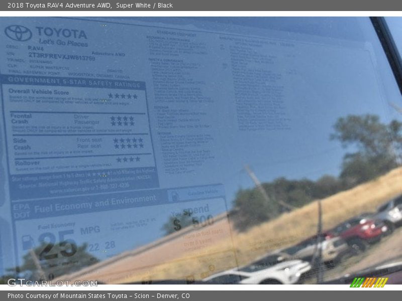 Super White / Black 2018 Toyota RAV4 Adventure AWD