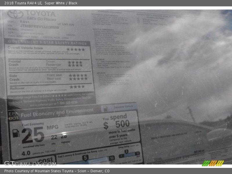 Super White / Black 2018 Toyota RAV4 LE