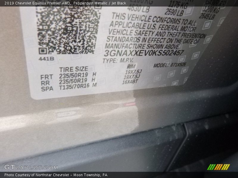 Pepperdust Metallic / Jet Black 2019 Chevrolet Equinox Premier AWD