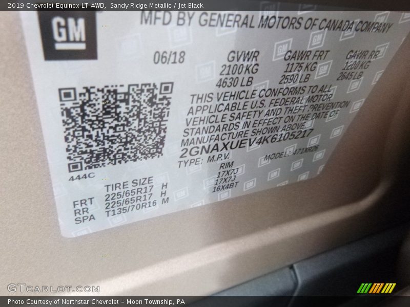 Sandy Ridge Metallic / Jet Black 2019 Chevrolet Equinox LT AWD