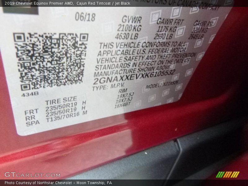 Cajun Red Tintcoat / Jet Black 2019 Chevrolet Equinox Premier AWD