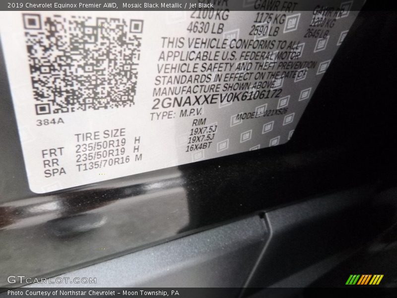 Mosaic Black Metallic / Jet Black 2019 Chevrolet Equinox Premier AWD