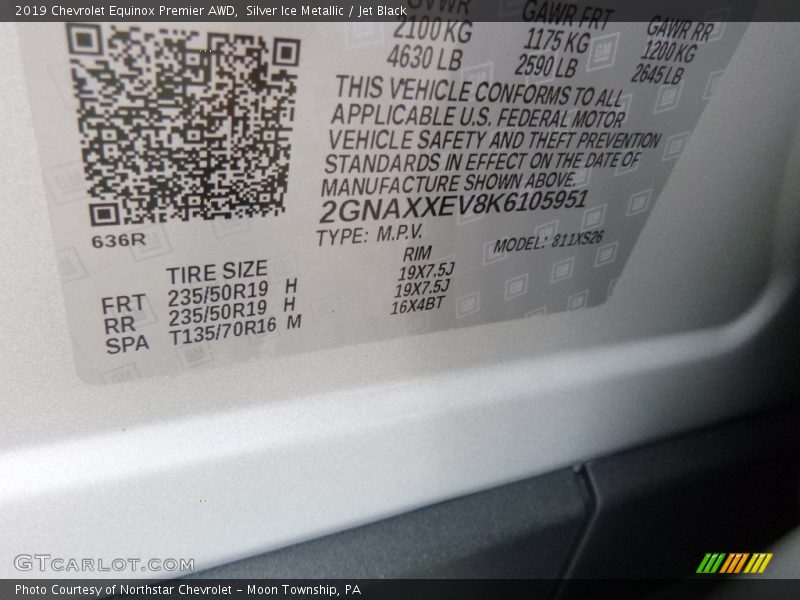 Silver Ice Metallic / Jet Black 2019 Chevrolet Equinox Premier AWD