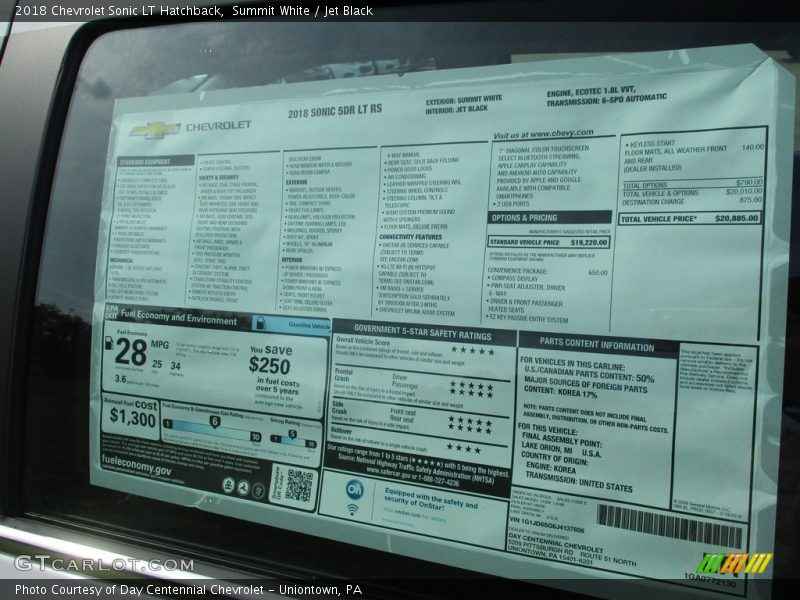 Summit White / Jet Black 2018 Chevrolet Sonic LT Hatchback